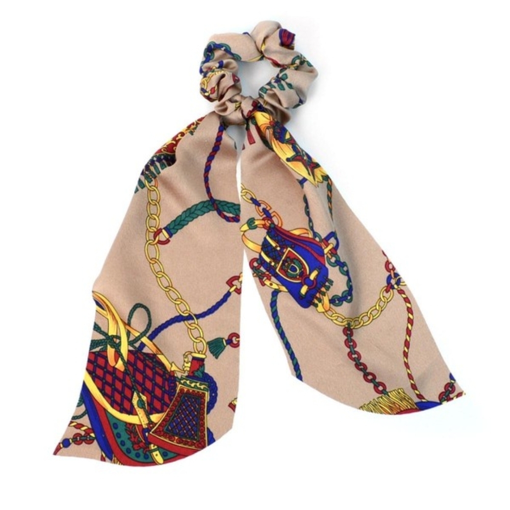Scrunchie Ribbon Hair Tie in Silky Print
